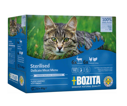 Bozita Steriliserad Multibox 12x85g Köttmeny i sås Ren kyckling/kalkon