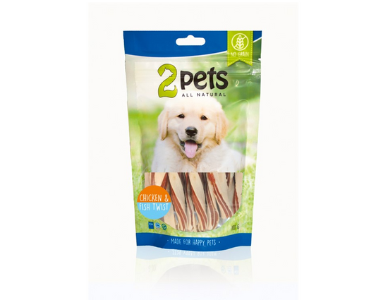 2pets Dogsnack Chicken&Fish Twist 100 g