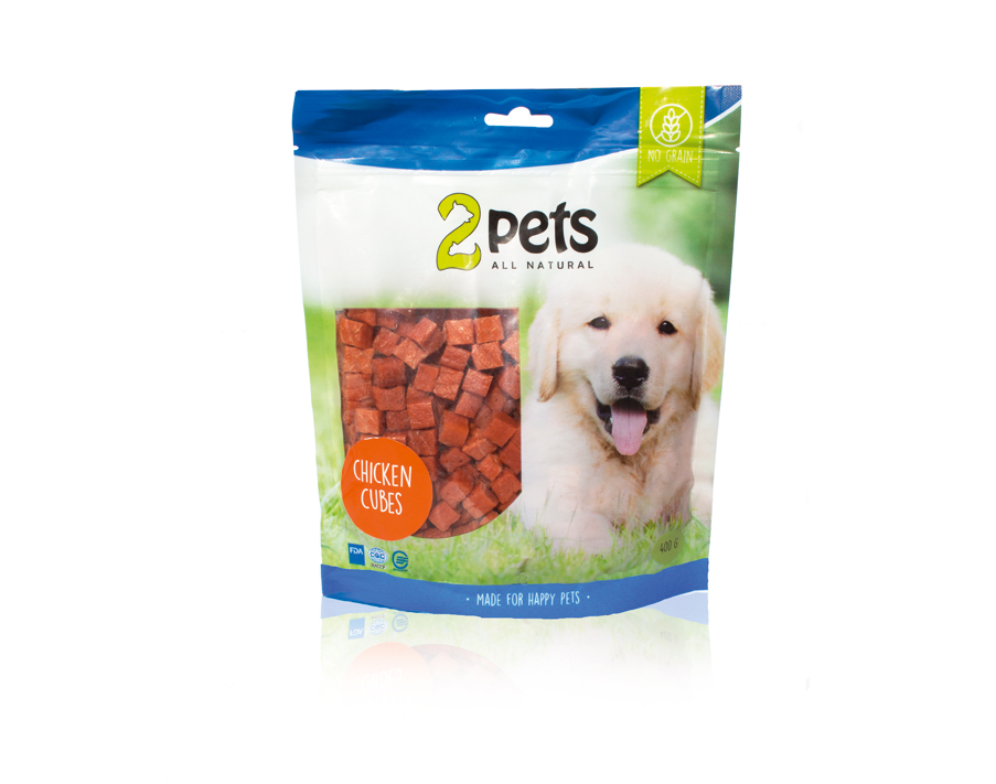 2pets Dogsnack Chicken Cubes, 400 g