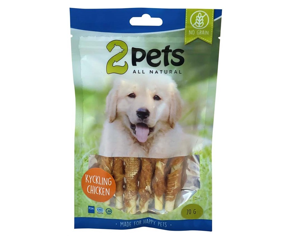 2pets Tuggpinne m kycklingfilé 12cm 6-pack, 70g