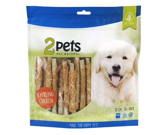 2pets Tuggpinne mald, kyckling, 12cm, 30-pack, 400g